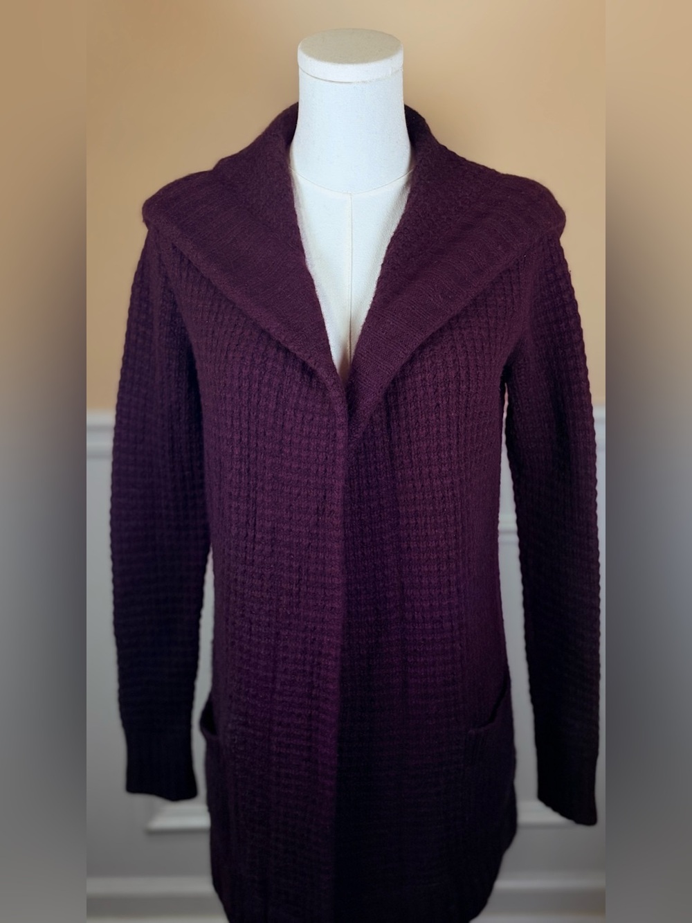 🍆 Vince 70% Wool 30% Cashmere Hooded Cardigan S Plum Aubergine